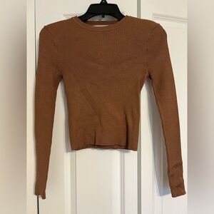 Zara Brown Knit Long Sleeve Sweater Top